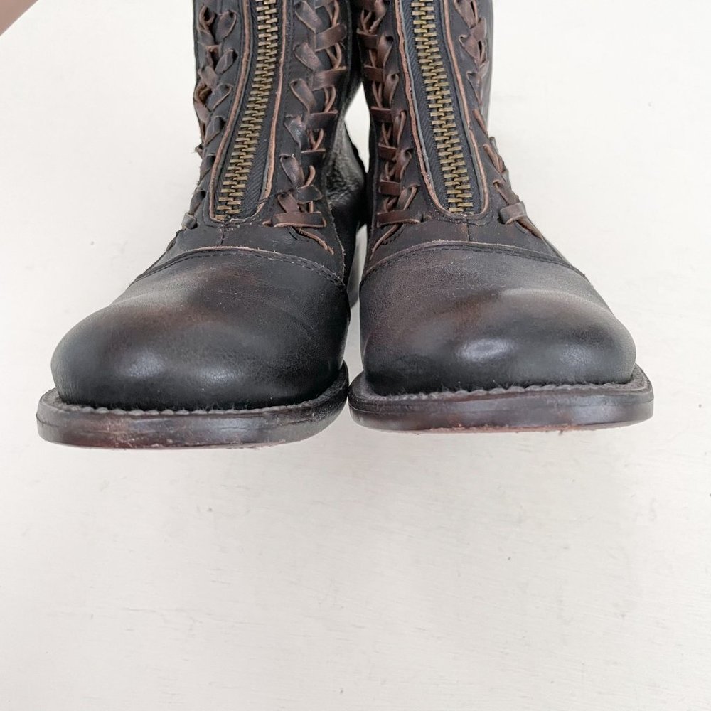 Freebird by Steven Brown Distressed Wales Zip Front Ankle Boots Booties Size 10 - Picture 5 of 12